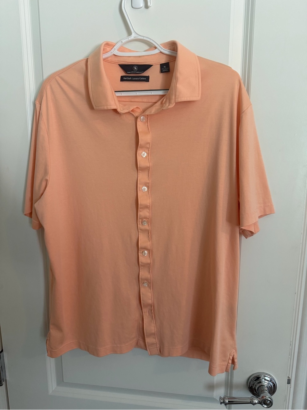 Hart Schaffner Marx Peach Button-Front Polo